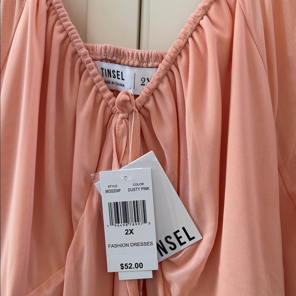 Tinsel Blush Pink Dress with Front Tie - Picture 2 of 3